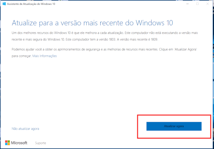 atualizar agora para o windows 10