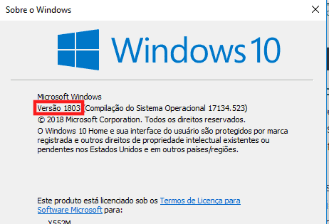 versão do windows