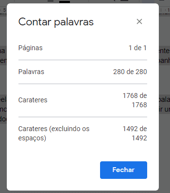 contar palavras de um texto