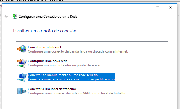 Conectar-se manualmente a uma rede sem fio