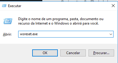 wsreset reset da loja do windows