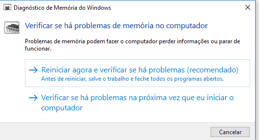 diagnosticar erros ram