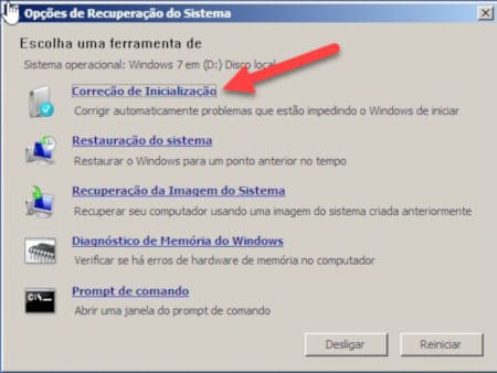 reparar arranque do windows 7