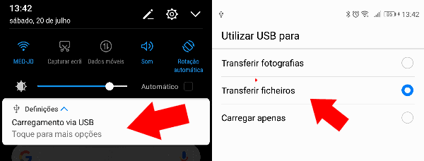 transferir arquivos no android