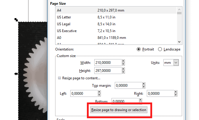 resize page to drawing
