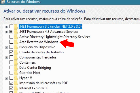 area restrita do windows