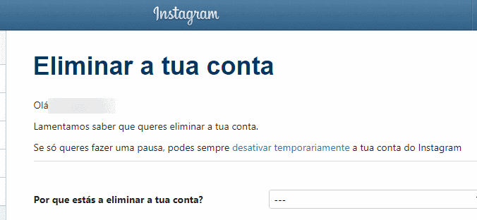 excluir o instagram