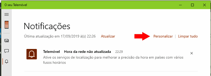 personalizar notificações android no windows 10