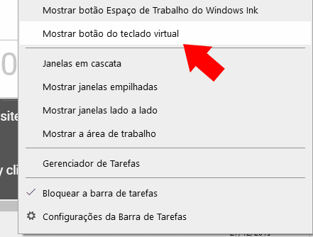 mostrar botão do teclado virtual