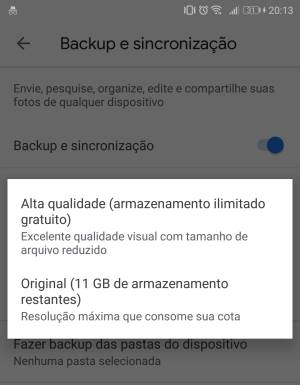 tamanho de upload google photos