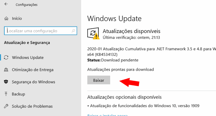 baixar atualização do Windows