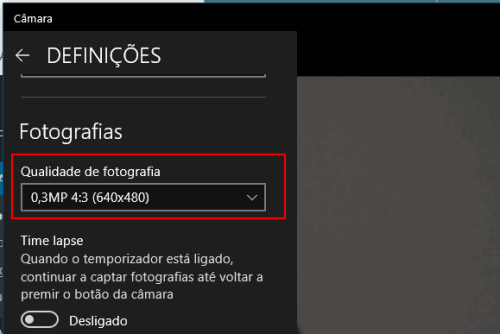 qualidade da foto da webcam