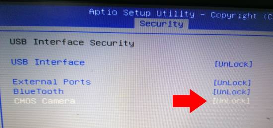 unlock bios webcam