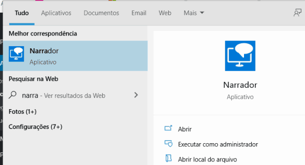 narrador do windows