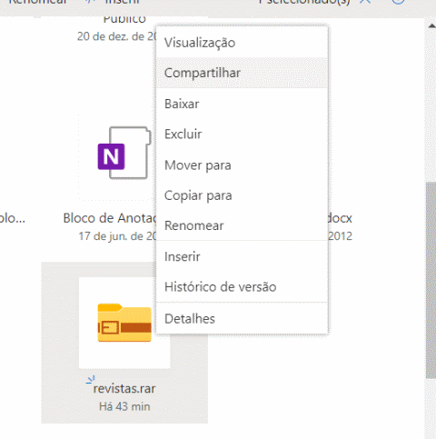 compartilhar no onedrive