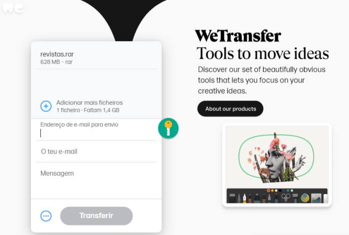 wetransfer enviar arquivos grandes