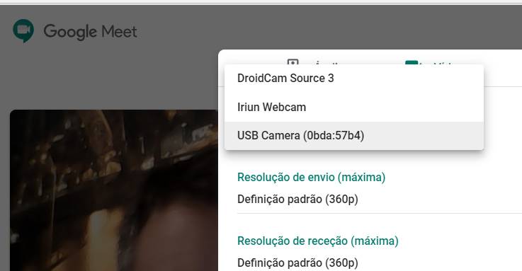 webcam no google meet