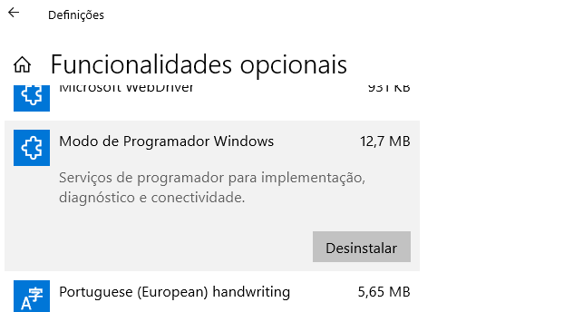 desinstalar modo programador