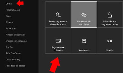 pagamento e cobrança xbox