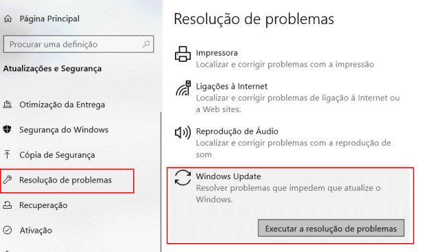 resolver problemas do windows update