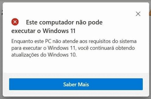 Este computador não pode executar o Windows 11