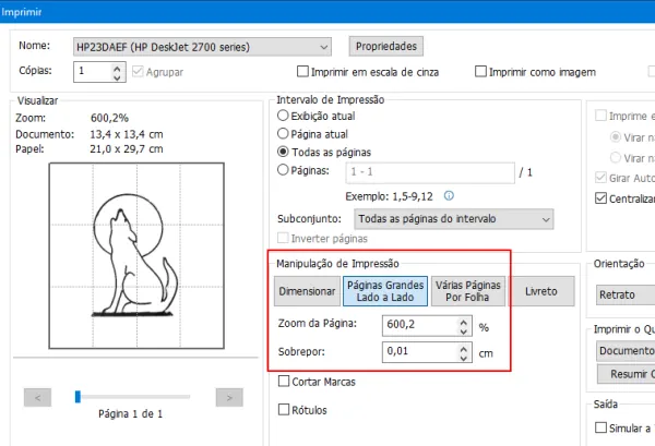 imprimir imagem em várias Folhas no Windows foxit