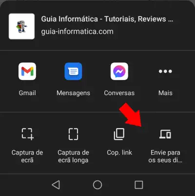 enviar um link do celular para o PC