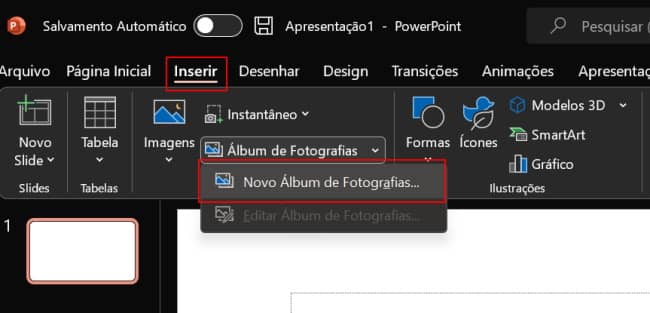 Criar um álbum de fotografias no PowerPoint