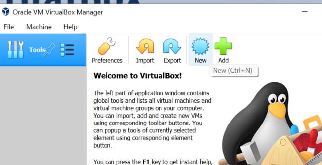 novo sistema no virtualbox