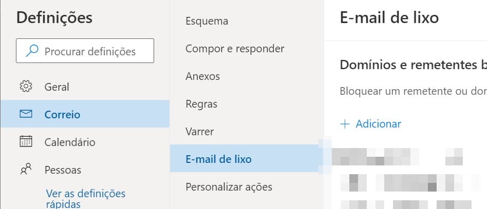 bloquear email no outlook