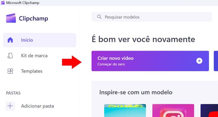 criar um vídeo no clipchamp