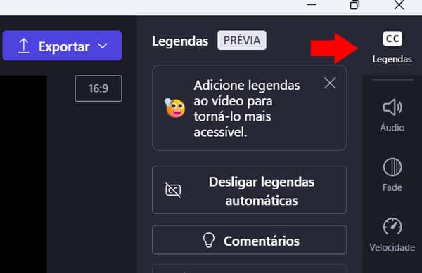 legendas automaticamente