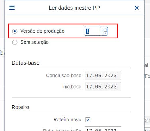 versão de produção em sap