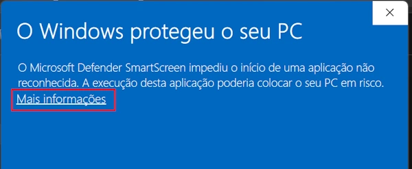 o windows protegeu o seu pc - como executar programa na mesma